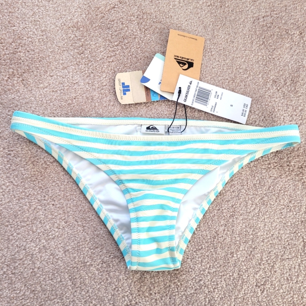 Quiksilver bikini bottom cheeky aqua striped - NWT